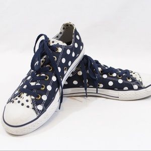 Sz 5 Navy & White Polka Dot Converse